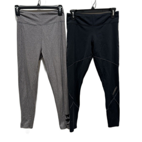 Hot Chillys & So Leggings 2 Pairs Black Gray Solid Mid Rise Stretch Womens sz XS - Picture 1 of 10